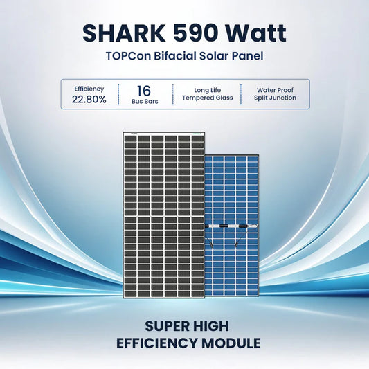 Loom Solar Panel – SHARK 590 Wp | N-Type TOPCon Bifacial 16BB (Pack of 2)