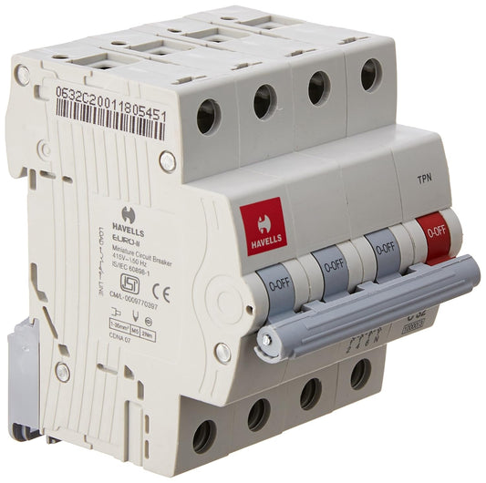 Havells AC MCB 32A | 4‑Pole Miniature Circuit Breaker – C‑Curve, 415 V / 10 kA